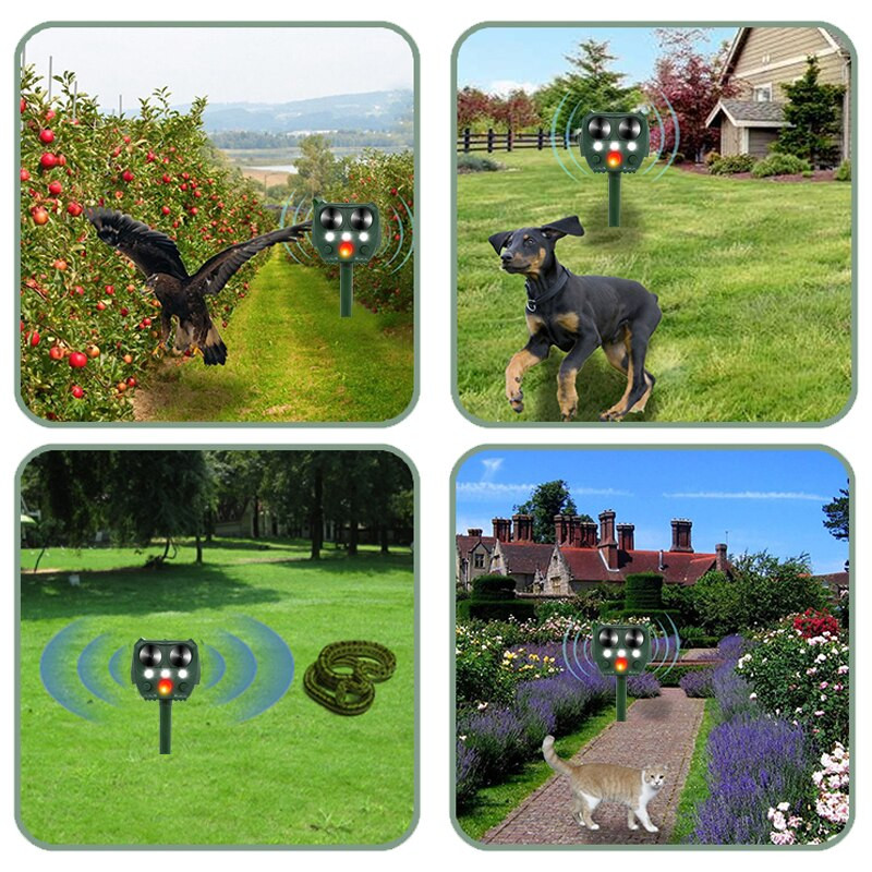 2/1 vnt Saulės gyvūnų repelentas Ultragarsinis PIR judesio jutiklis Paukščių kačių šunų atbaidiklis išgąsdinti gyvūnus lauko sodui