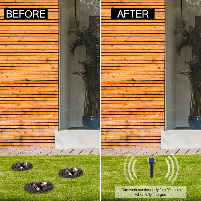 4vnt saulės energija varomas kenkėjų atmetimo ultragarsinis garsinis pelės kurmis vabzdžių kenkėjų graužikus atbaidantis LED šviesos atbaidiklis lauko lempų sodas