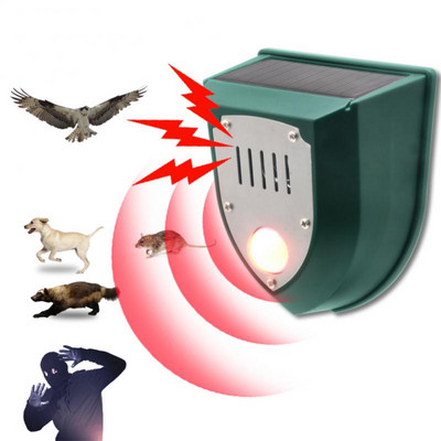 Solar Powered Animal Repeller Solar Ultrasonic Animal Repellent Αποτρεπτικό Απωθητικό για Σκύλους/Γάτες/Πουλιά Frighten Animals Sonar