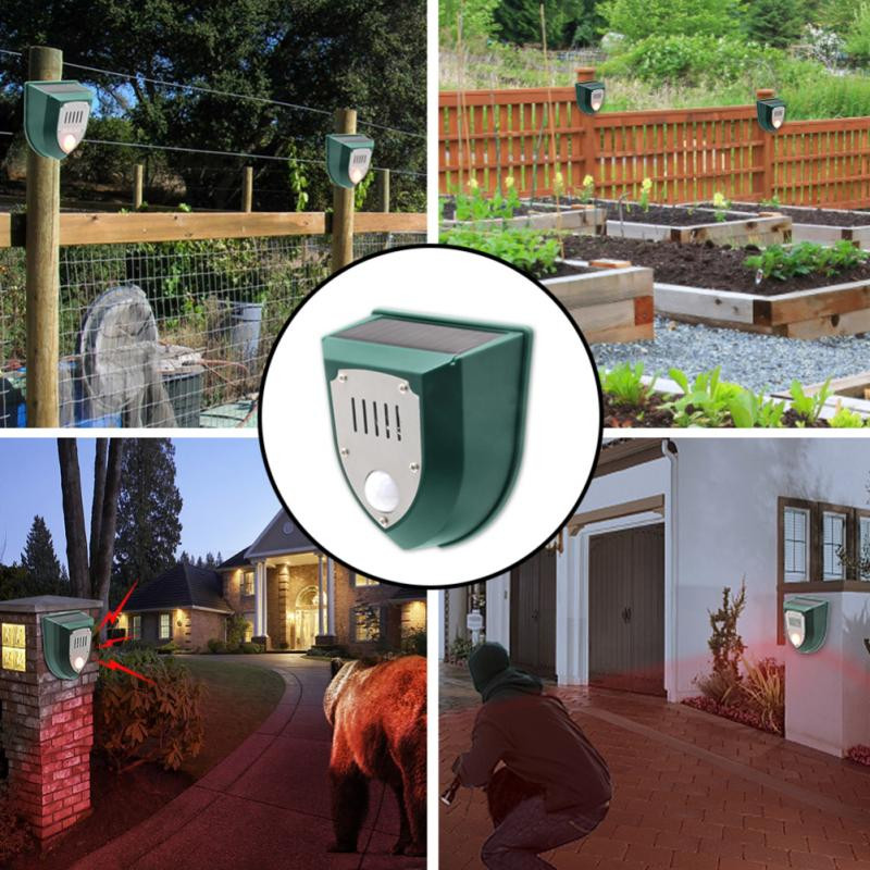 Saulės energija varomas gyvūnų atbaidiklis Saulės ultragarsinis gyvūnų repelentas, atgrasantis šunis / kates / paukščius atbaidant gyvūnus sonaru