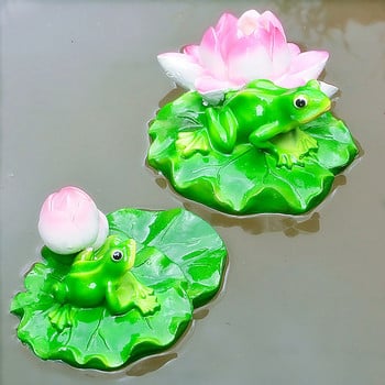 Сладко езерце от смола Плаващи жаби Статуя Външна градина Декоративна водна жаба Скулптура за дома Градина Парк Декор Орнамент