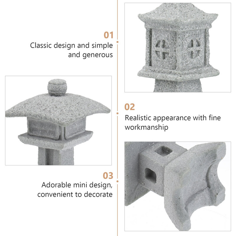 3 vnt Sodo kūrybinės figūrėlės Mažos smiltainio puošmenos Mažų paviljonų dekorai