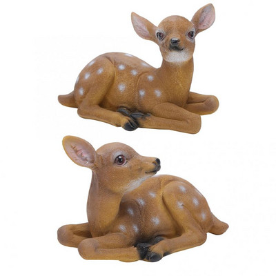 2Pcs Kip Sika Deer Skulptura Ornamenti Životinjski model Umjetnički obrt Vanjski vrtni ukras Ornament Simulacija Sika Party Deer