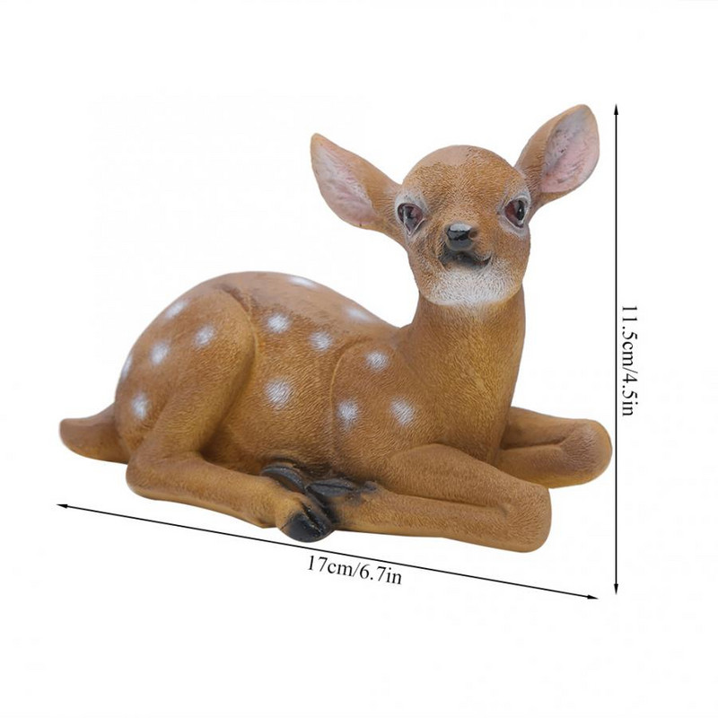 2Pcs Kip Sika Deer Skulptura Ornamenti Životinjski model Umjetnički obrt Vanjski vrtni ukras Ornament Simulacija Sika Party Deer