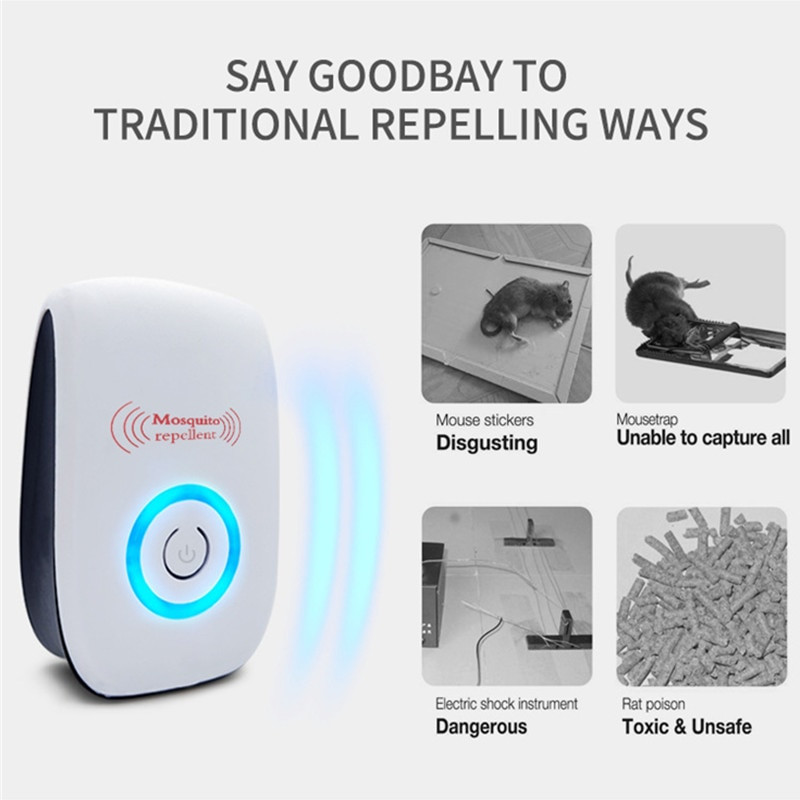 Ultrahangos rovarriasztó Elektronikus szúnyogirtó patkány egér csótány kártevőirtó EU US UK #40