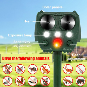 Solar Bird Repeller Ultrasonic Sonic Rodent Repeller Cat Dog Fox Animal Snake Repeller Scare Birds Scarecrow Owl Outdoor Garden