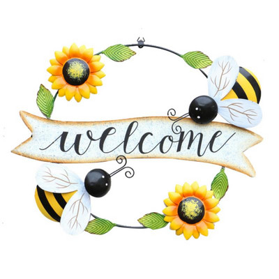 Sodo dekoravimas Lauko metalinis saulėgrąžų vabalas ir bičių pasveikinimo ženklas Sienų dekoras Pakabinamas sienos ornamentas Namų sodo apdaila