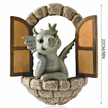 Забавна статуя на динозавър от смола Динозавър от вратата Дърво Hugger Градинско украшение за декор на открито Новост за домашен двор#g3