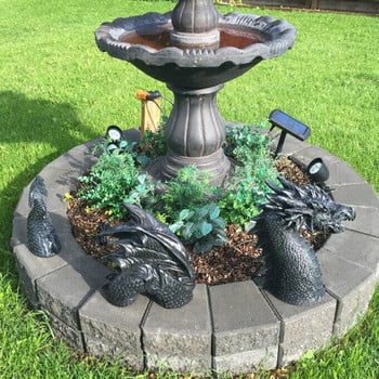 Градинарство от смола Трисекционна статуя на летящ дракон Творческа градинска медитирана модел на дракон Външен двор Декорация Орнамент