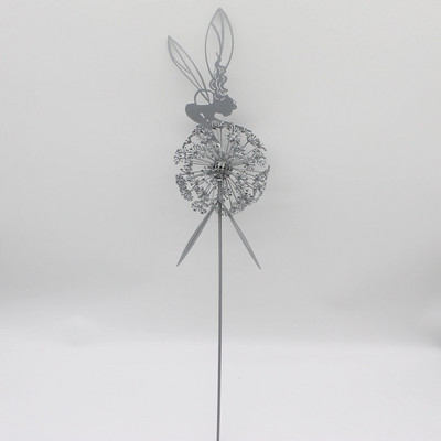 Piksų fėjos sodo skulptūros kuolų fėjos ir kiaulpienės šoka kartu peizažinis metalinis miniatiūrinis figūrėlė veja Dekoratyvinis