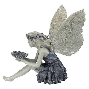 Статуя на седяща фея Фея на цветя Скулптура Градина Пейзаж Двор Арт Орнамент Смола Седяща статуя Фигурки на открито Занаяти