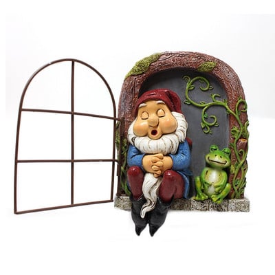 Elf Out The Door Tree Hugger Garden Gnome Skulptura Minijature Ornamenti Uskršnja dekoracija Vila Krajolik Obrt Skulpture