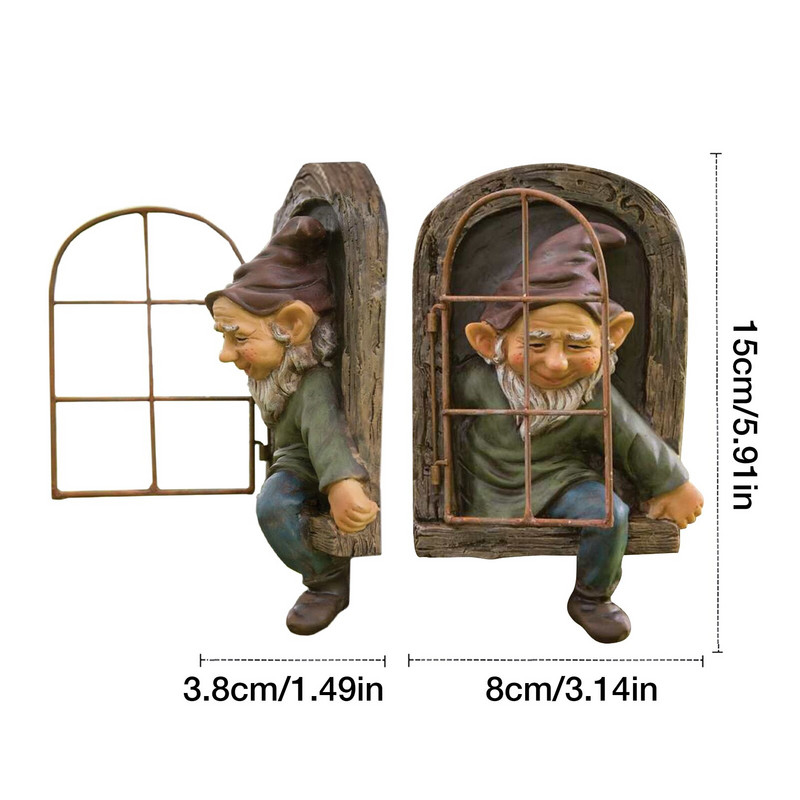 Elf Out The Door Tree Hugger Garden Gnome Skulptura Minijature Ornamenti Uskršnja dekoracija Vila Krajolik Obrt Skulpture