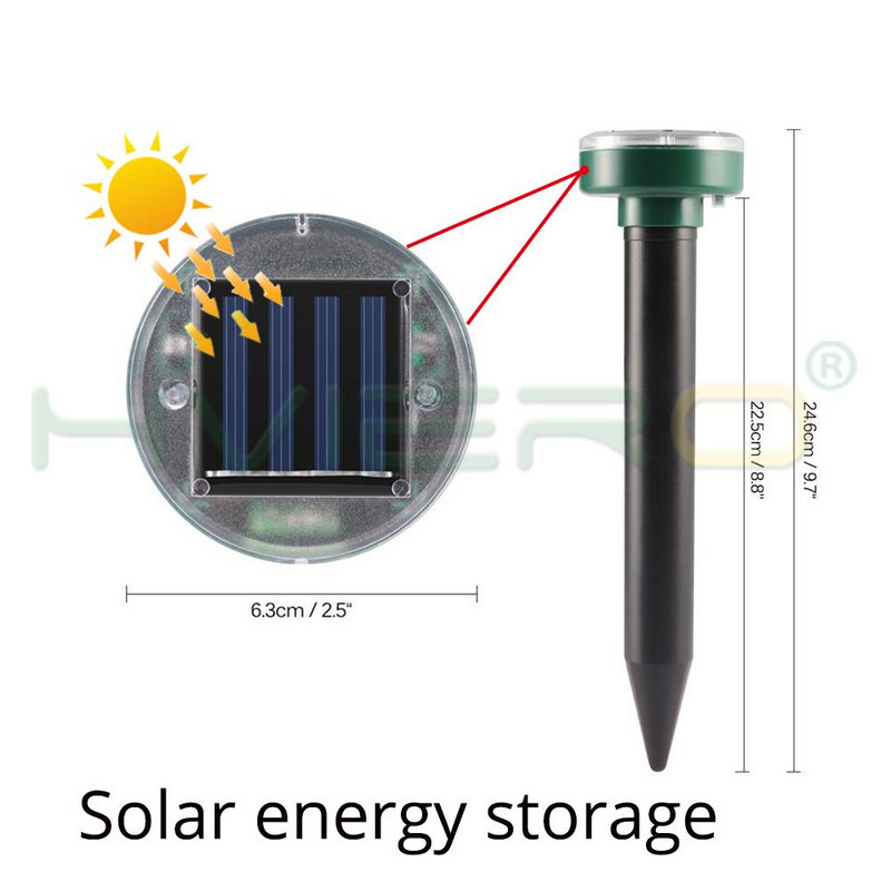 1vnt saulės energija varomas ultragarsinis pelės kurmis kenkėjų graužikų atbaidiklis, kiemo LED šviesos atbaidiklis lauko lempų kiemo sodas