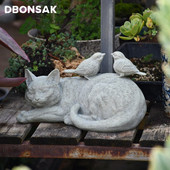 Vanjski mačići, ptice, ukrasi, smola, lijene sive mačke, figurice, ukras, vrt, vila, travnjak, pejzaž, životinjski obrti, skulpture, ukrasi