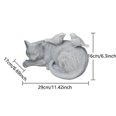 Vanjski mačići, ptice, ukrasi, smola, lijene sive mačke, figurice, ukras, vrt, vila, travnjak, pejzaž, životinjski obrti, skulpture, ukrasi