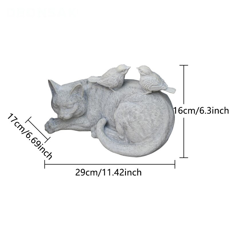 Vanjski mačići, ptice, ukrasi, smola, lijene sive mačke, figurice, ukras, vrt, vila, travnjak, pejzaž, životinjski obrti, skulpture, ukrasi