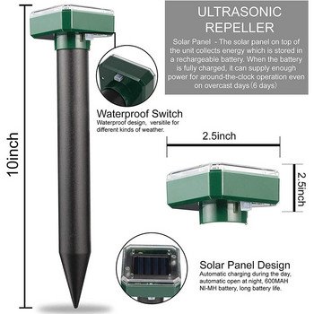 1/2/8Pcs Solar Ultrasonic Rat Repeller Outdoor LED Solar Snake Repeller In Breeding Farm