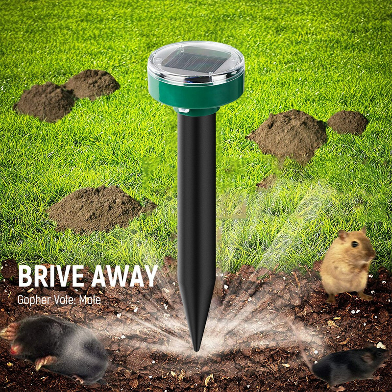 Päikeseenergial töötav ultraheli näriliste peletaja 2 tk 4 tk õue aiahiire kahjuritõrjevahend õue LED valgustõrjuja