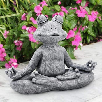 2022 Нова градинска фигурка на жаба смола дзен йога жаба жаба статуя Jardin декорация на градината външна скулптура домашен декор вътрешни орнаменти