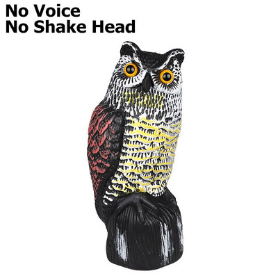 Pelėdos masalas paukščiams atbaidyti Plastikinė pelėdos kaliausė su besisukančia galva ir garsu lauko sodo vejos kiemo paukščių repelentas