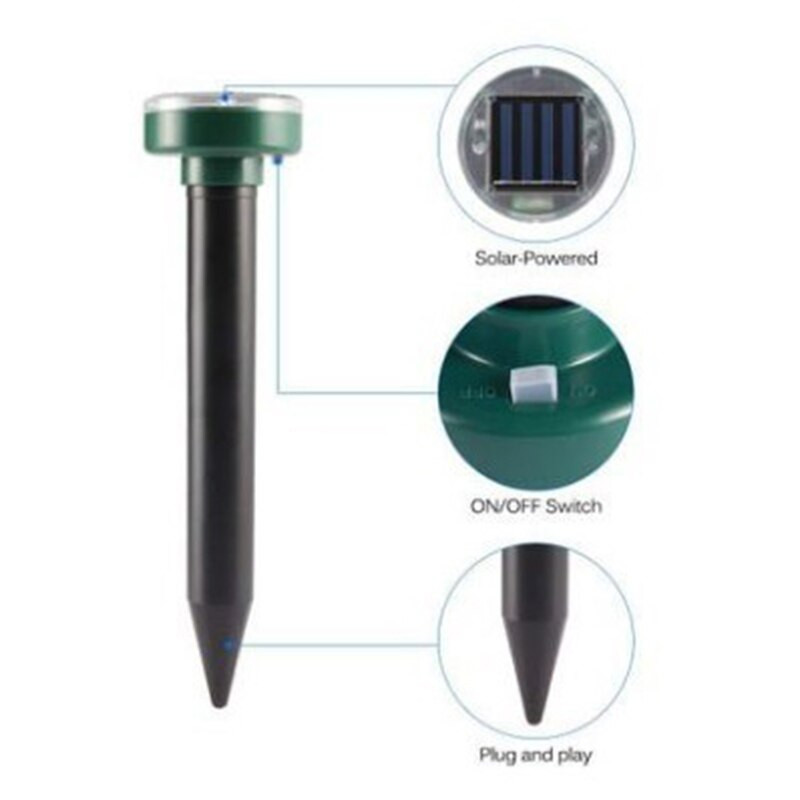 Ultragarsinis saulės energijos pelės atbaidiklis lauko sodo kiemo kurmio žiurkės graužikams su saulės energijos skydeliu lauko repelentu