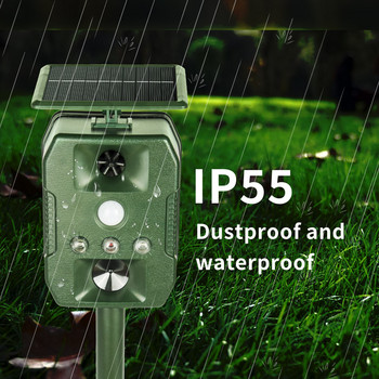 Bird Repeller Cats Dogs Rodent Solar Ultrasonic με αισθητήρα κίνησης PIR USB Charging Animal Repelling για τον έλεγχο παρασίτων στον κήπο