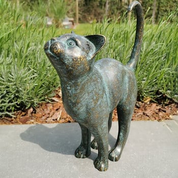 Красива статуя на котка със заоблен гръб Градински декор, орнамент Външна декорация Градинска декорация Външен декор за дома 2022 г.