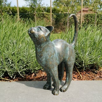 Красива статуя на котка със заоблен гръб Градински декор, орнамент Външна декорация Градинска декорация Външен декор за дома 2022 г.