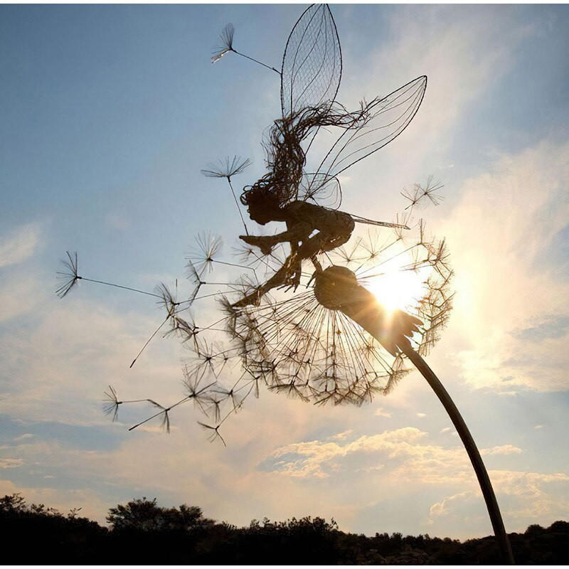 Kiaulpienių fėjos Pixies Gėlių fėjos Sodo puošmena Statula Veja Kraštovaizdžio Skulptūra Figūrėlė Lauko Sodo Kiemo Meno Dekoras