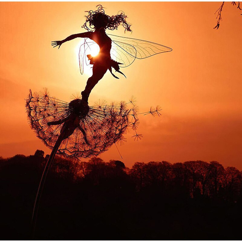 Kiaulpienių fėjos Pixies Gėlių fėjos Sodo puošmena Statula Veja Kraštovaizdžio Skulptūra Figūrėlė Lauko Sodo Kiemo Meno Dekoras