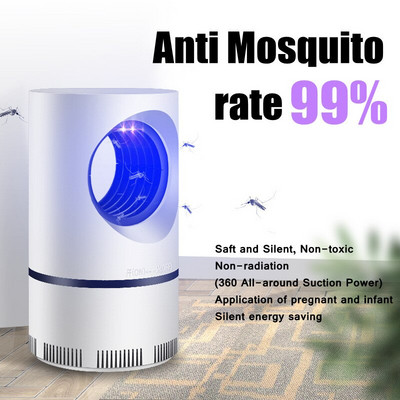 LED лампа против комари с вентилатор против комари USB мухоекстрактор Електрически убиец на насекоми Безрадиационен репелент за дома