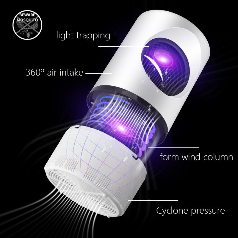 LED лампа против комари с вентилатор против комари USB мухоекстрактор Електрически убиец на насекоми Безрадиационен репелент за дома
