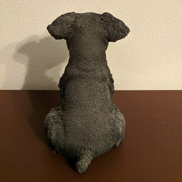 Sjedeći kip šteneta šnaucera Skulptura od smole na travnjaku Super slatka vrtna dekoracija dvorišta Vrtne statue Skulpture