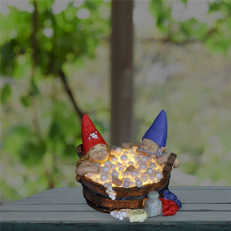 Habfürdő törpék szobor szobor kézzel készített napgyanta fürdő törpe lámpa éjszakai lámpa otthoni asztalhoz kerti dekoráció