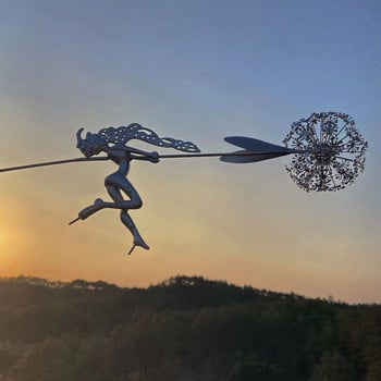 2022 Pixies Fairy Garden Crafts Скулптури Stake Fairies and Dandelions Dance Landscape Метални триизмерни тревни площи Декоративни