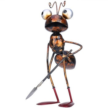 13-инчова скулптура на мравка Желязна анимационна мравка с подвижна кофа Декорация за градина или бюро Сукулентна саксия Съхранение на дрънкулка