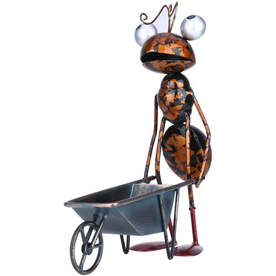 13 colių skruzdėlių skulptūra geležinė animacinių filmų skruzdė su nuimamu kibiru sodo arba stalo dekoru Sultingų gėlių vazonų smulkmenų saugykla