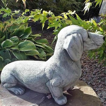 Статуя на куче Външен градински декор от смола Дакел Скулптура на френски булдог за декорация на дома Двор Орнамент Фигурки на кученца