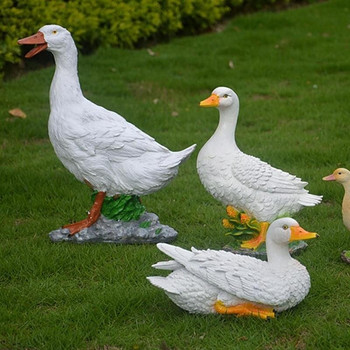 Cute Duck Resin Garden Statue Backyard Pond Ducks Decoration Sculpture Indoor Outdoor Yard Decor Pond Lawn Ornament