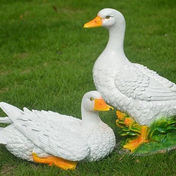 Cute Duck Resin Garden Statue Backyard Pond Ducks Decoration Sculpture Indoor Outdoor Yard Decor Pond Lawn Ornament