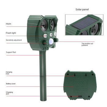 Ultrasonic Bird Pigeons Repeller Solar Device Snake Scarecrow Owl Απωθητικό ζώων για γάτα Σκύλος Spike Scare Pest Products Garden New