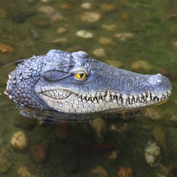 Плаваща крокодилска глава Водна примамка Градинско езерце Арт Декор Статуи Креативна симулация на смола Статуя на басейн Открит градински декор