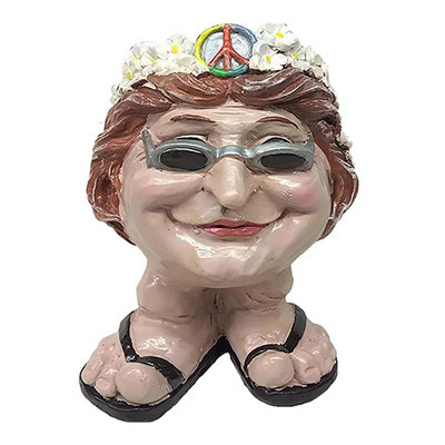 „Muggly`s The Face“ statulos sėjamoji, derva, figūrėlė, vazonas Juokingas veido menas, skulptūra, vazonas su nutekėjimo anga sodo puošmena