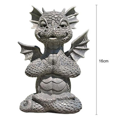 Sodo statula Drakono meditacija Statula Led apšvietimo dervos ornamentas Dinozauro formos skulptūra Lauko kiemo apdaila Namų dekoras