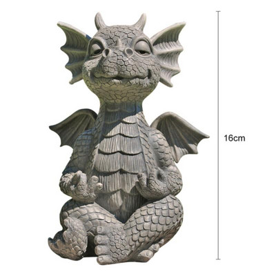 Sodo statula Drakono meditacija Statula Led apšvietimo dervos ornamentas Dinozauro formos skulptūra Lauko kiemo apdaila Namų dekoras