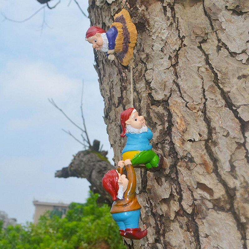 Vrtno stablo Gnome Dekor od smole za vanjske vrtne dekoracije dvorišta Izdržljivi penjajući patuljci Ornament Vanjski Hirovit