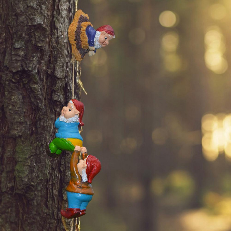 Vrtno stablo Gnome Dekor od smole za vanjske vrtne dekoracije dvorišta Izdržljivi penjajući patuljci Ornament Vanjski Hirovit