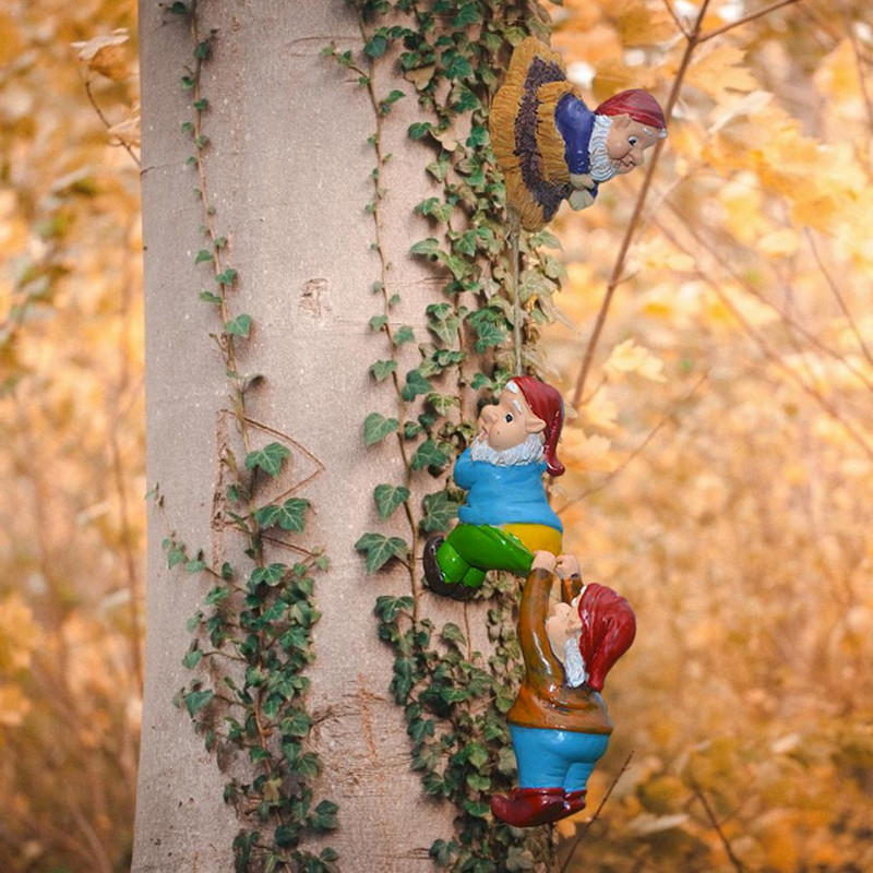 Vrtno stablo Gnome Dekor od smole za vanjske vrtne dekoracije dvorišta Izdržljivi penjajući patuljci Ornament Vanjski Hirovit
