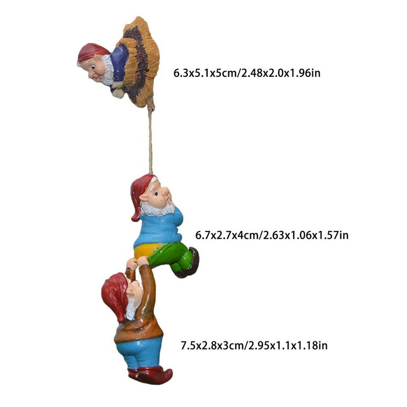 Vrtno stablo Gnome Dekor od smole za vanjske vrtne dekoracije dvorišta Izdržljivi penjajući patuljci Ornament Vanjski Hirovit